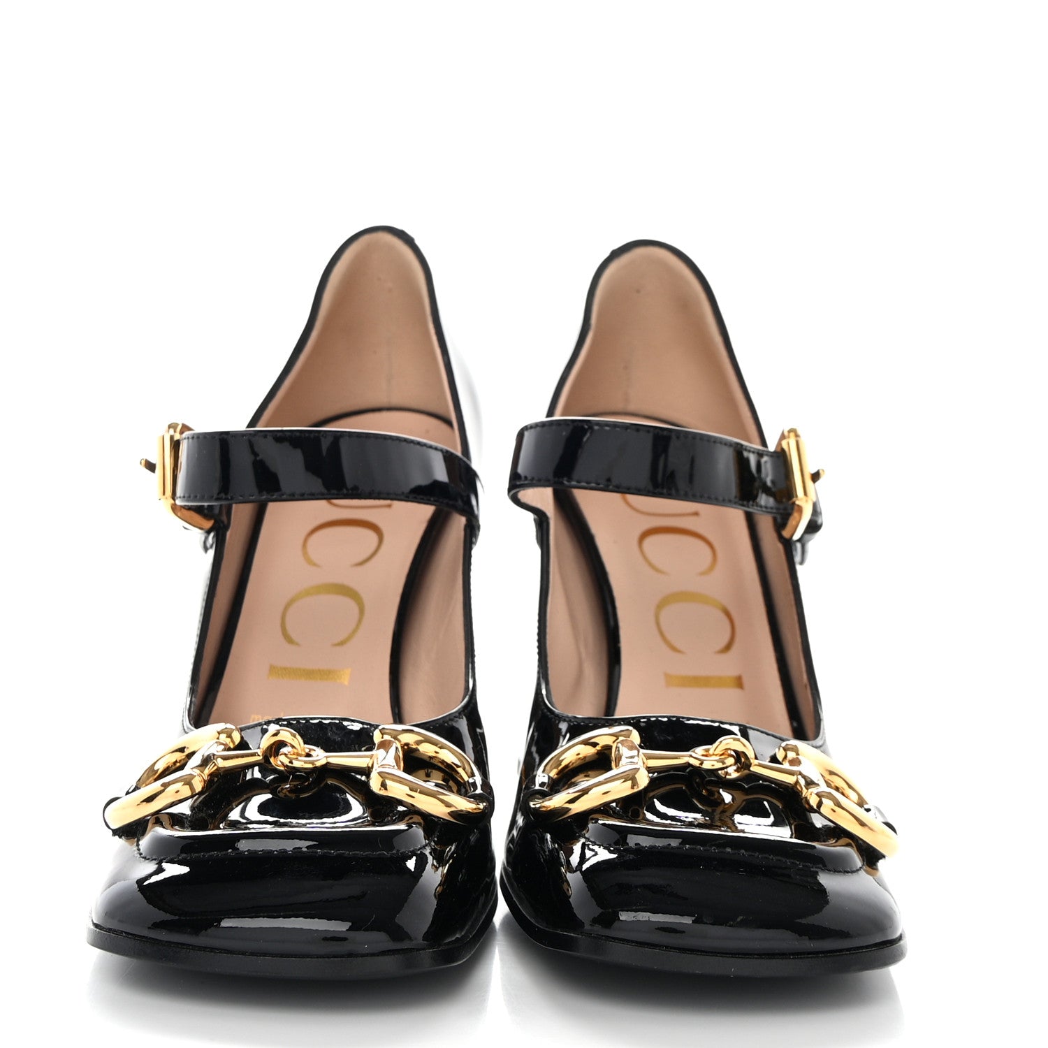 Gucci Patent Womens Horsebit Mid-Heel Mary Jane Pumps 37 Wild Rose 36 Black 2 of 8