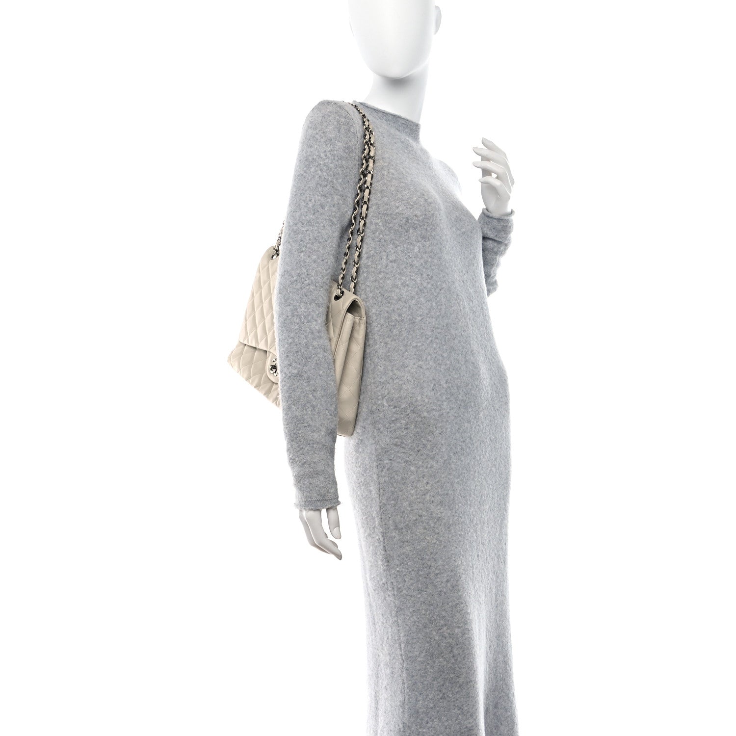 Chanel Lambskin Quilted Maxi Single Flap Beige 2 of 13