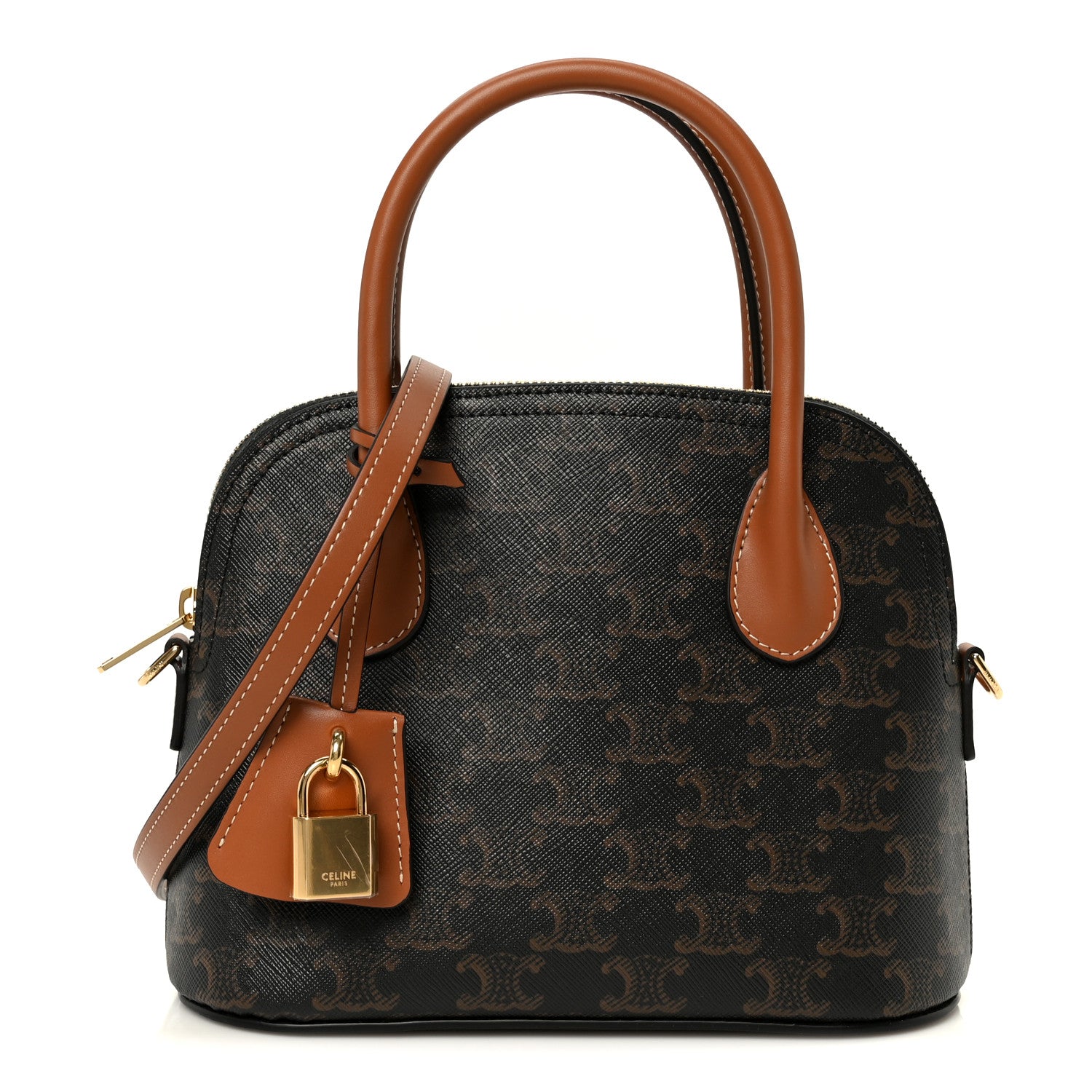 Celine Canvas Calfskin Triomphe Teen Honorine Bag Tan 1 of 10