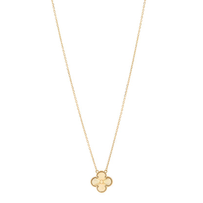 Van Cleef & Arpels 18K Yellow Gold Guilloche Vintage Alhambra Pendant Necklace 1 of 5