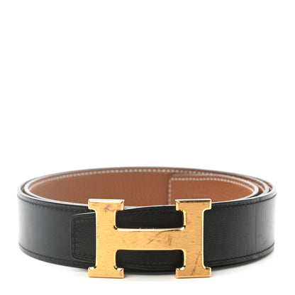 Hermes Box Togo 32mm H Belt 90 Black Gold 1 of 7