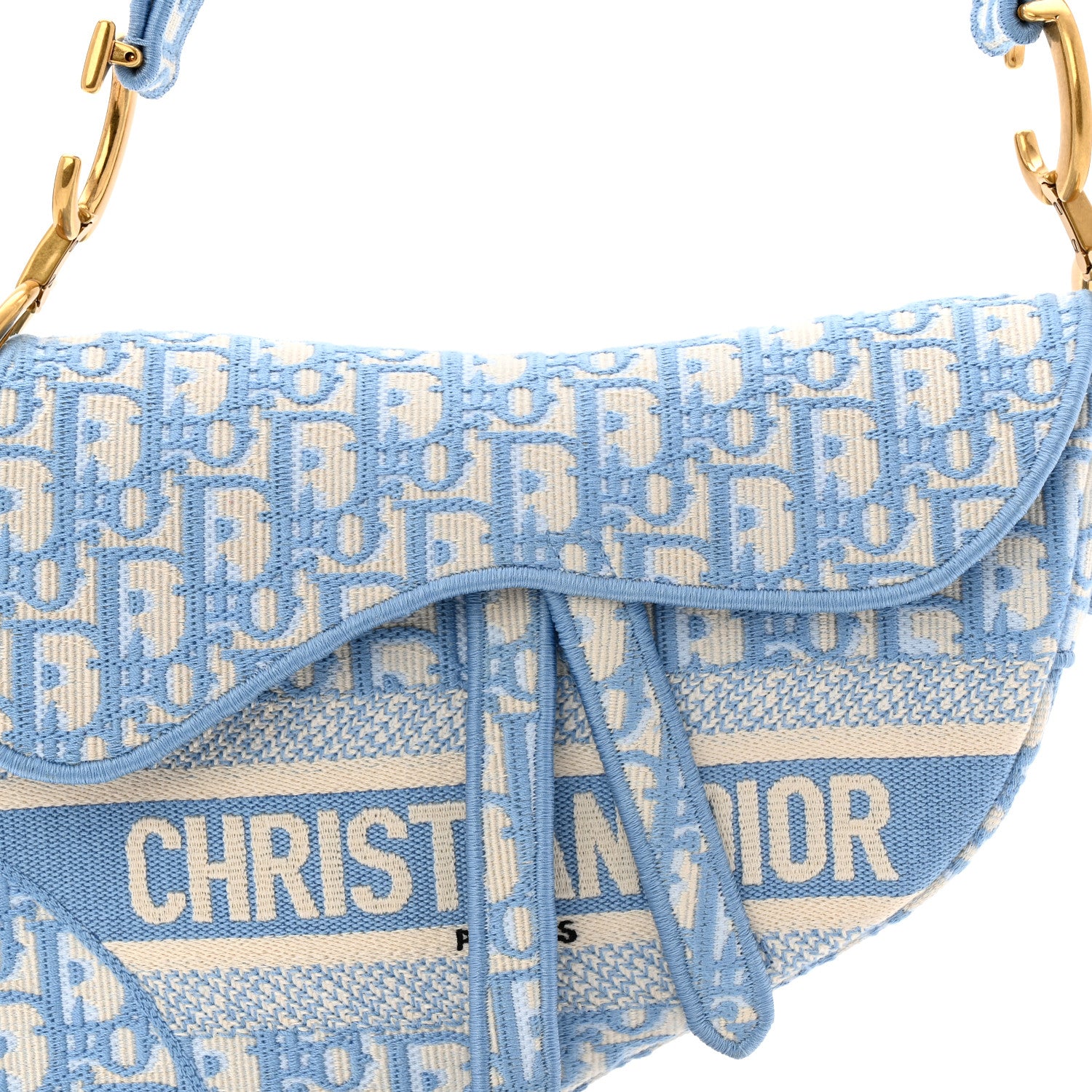 Christian Dior Oblique Embroidered Saddle Bag Cornflower Blue 8 of 10
