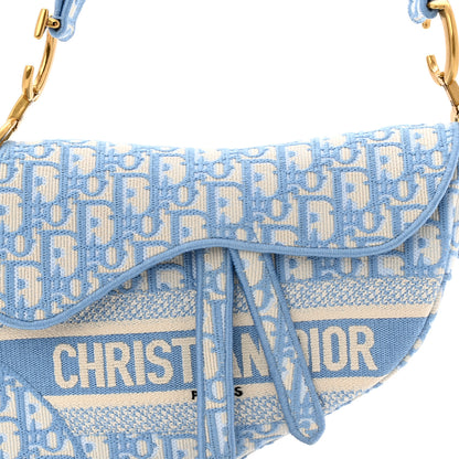 Christian Dior Oblique Embroidered Saddle Bag Cornflower Blue 8 of 10