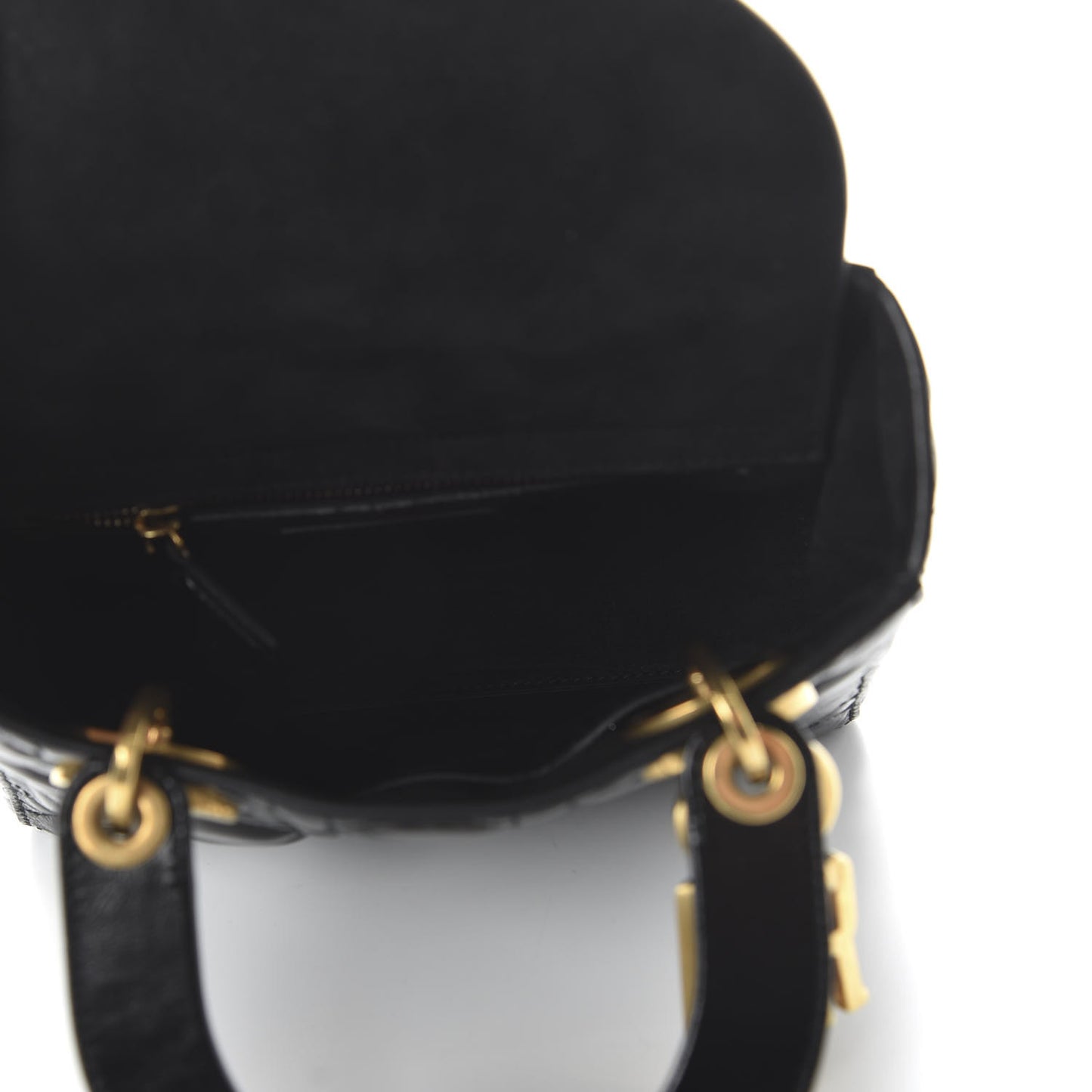 Crinkled Patent Cannage Small Lucky Badges My Lady Dior Black
