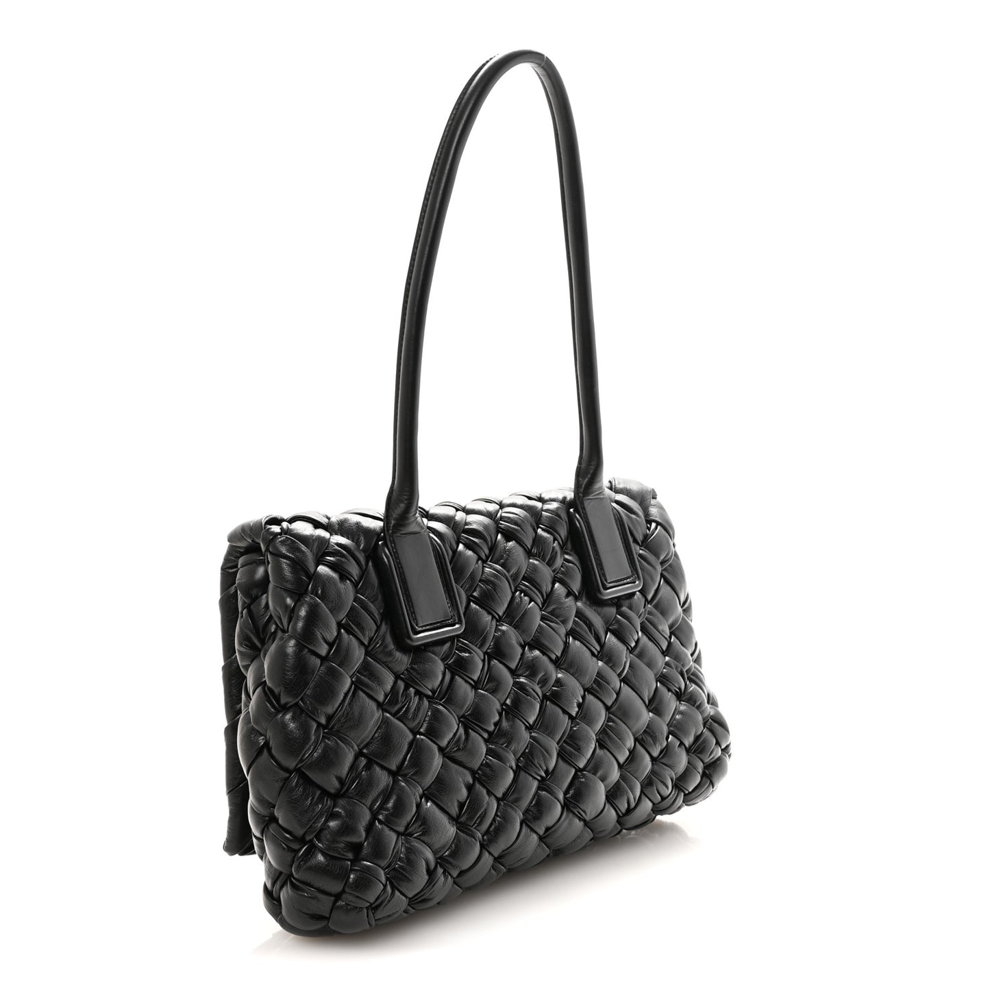Calfskin Intreccio Rumple Desiree Shoulder Bag Black