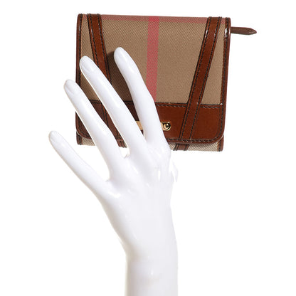Burberry Bridle Calfskin House Check Medium Leighton Wallet Dark Tan 2 of 9