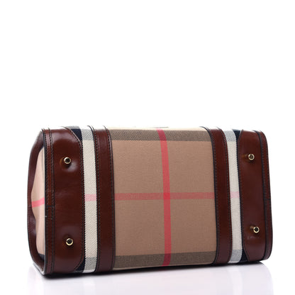 Burberry Bridle Calfskin House Check Medium Chester Bowling Bag Dark Tan 4 of 12