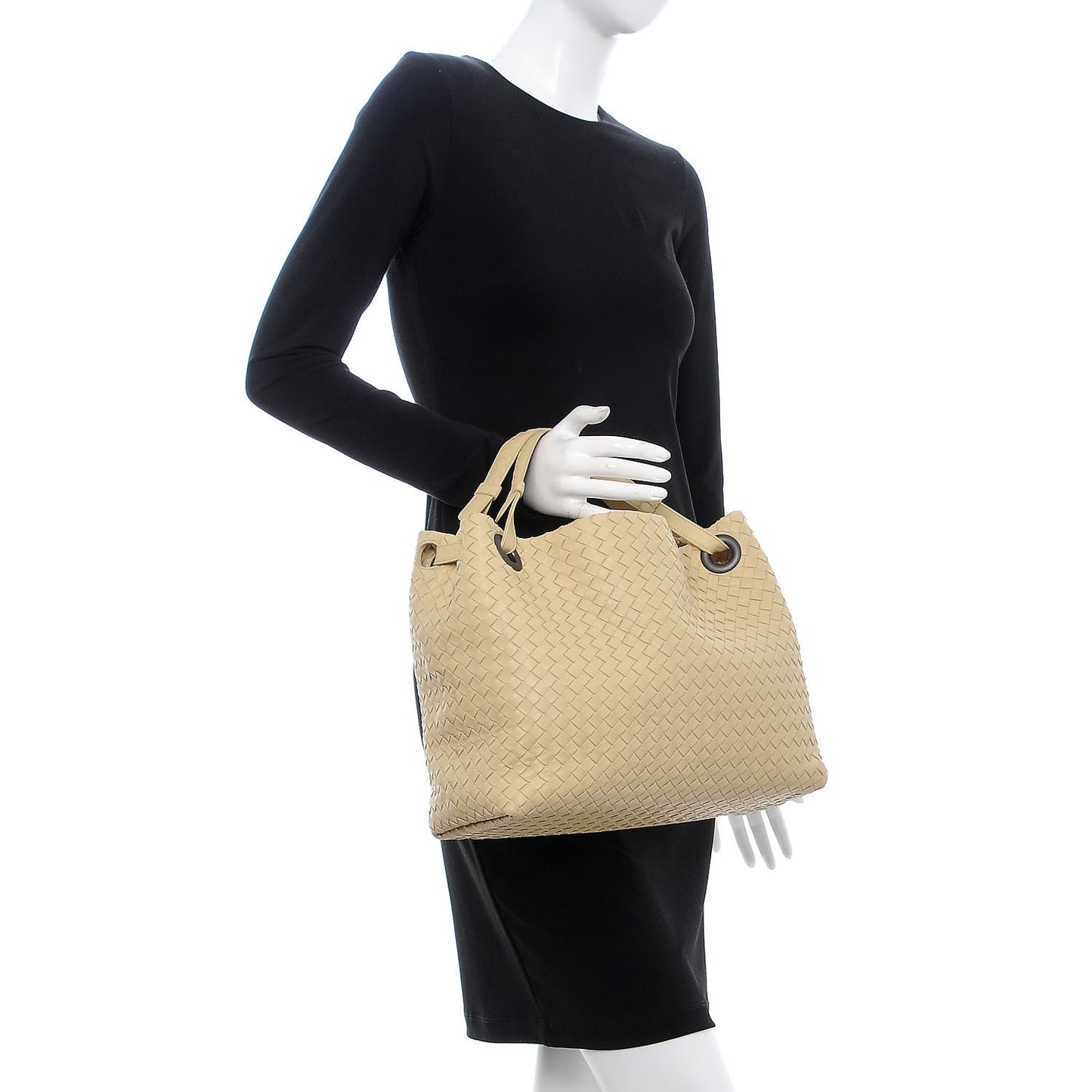 Nappa Intrecciato Medium Garda Shoulder Bag Paille