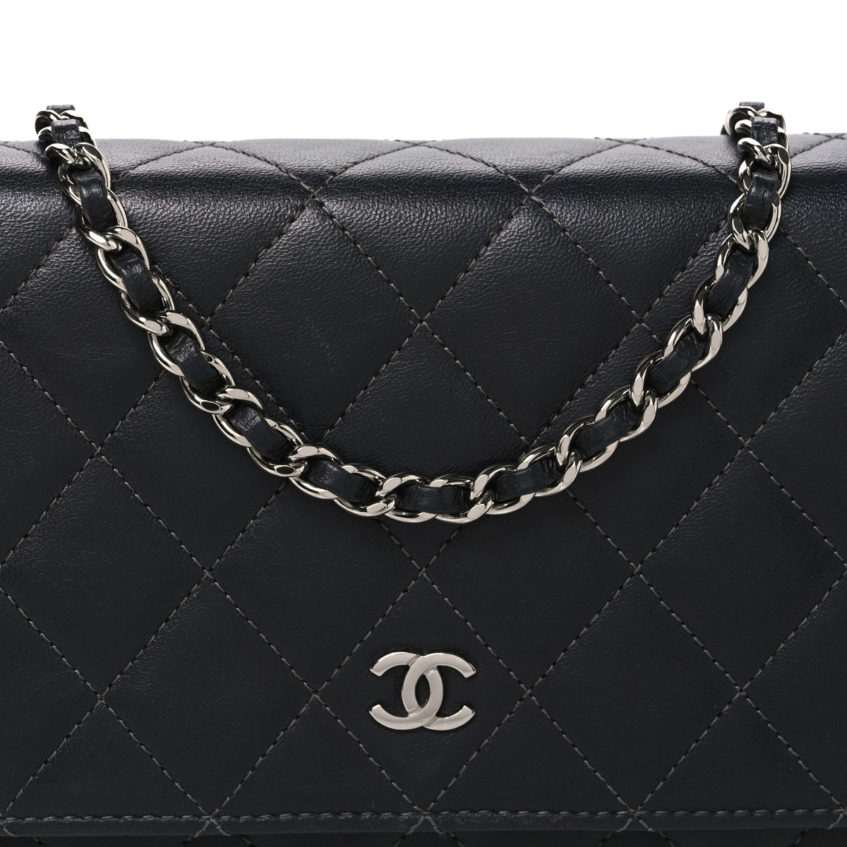 Chanel Lambskin Quilted Wallet On Chain WOC Black 9 of 11