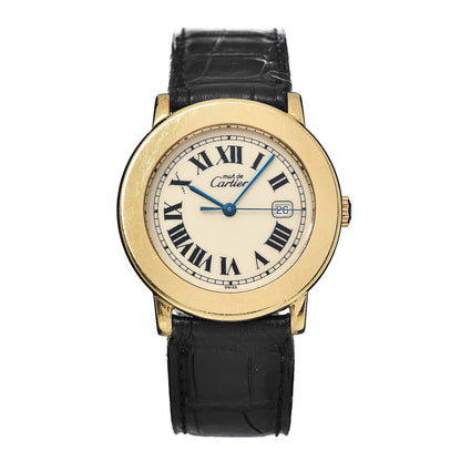 Cartier Sterling Silver Vermeil Calfskin 33mm Must De Cartier Quartz Watch 1 of 11