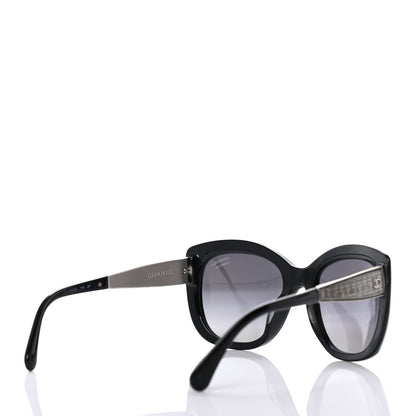 Chanel Acetate Tweed Effect CC Sunglasses Black 4 of 8