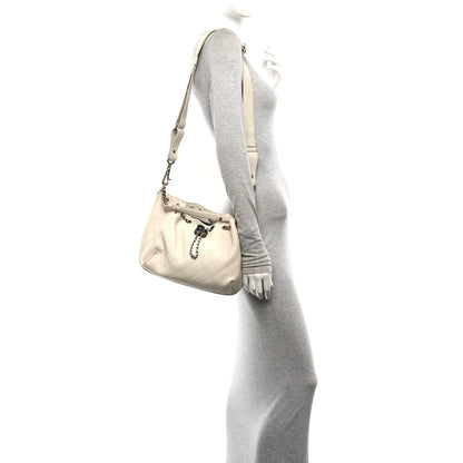 Chanel Calfskin Stitched Small Paris Rome Drawstring CC Bag White 2 of 11