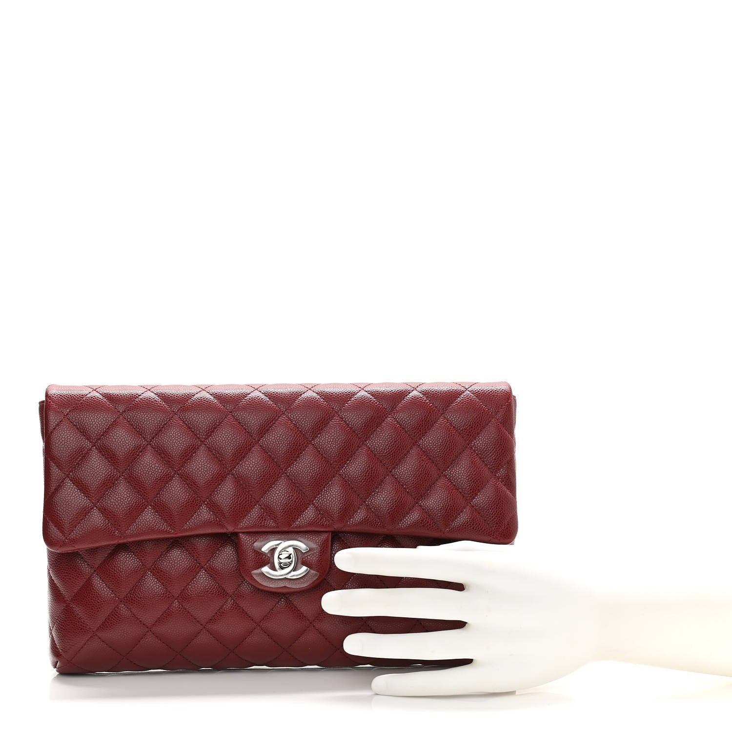 Chanel Caviar Quilted Flap Clutch Burgundy 2 of 11