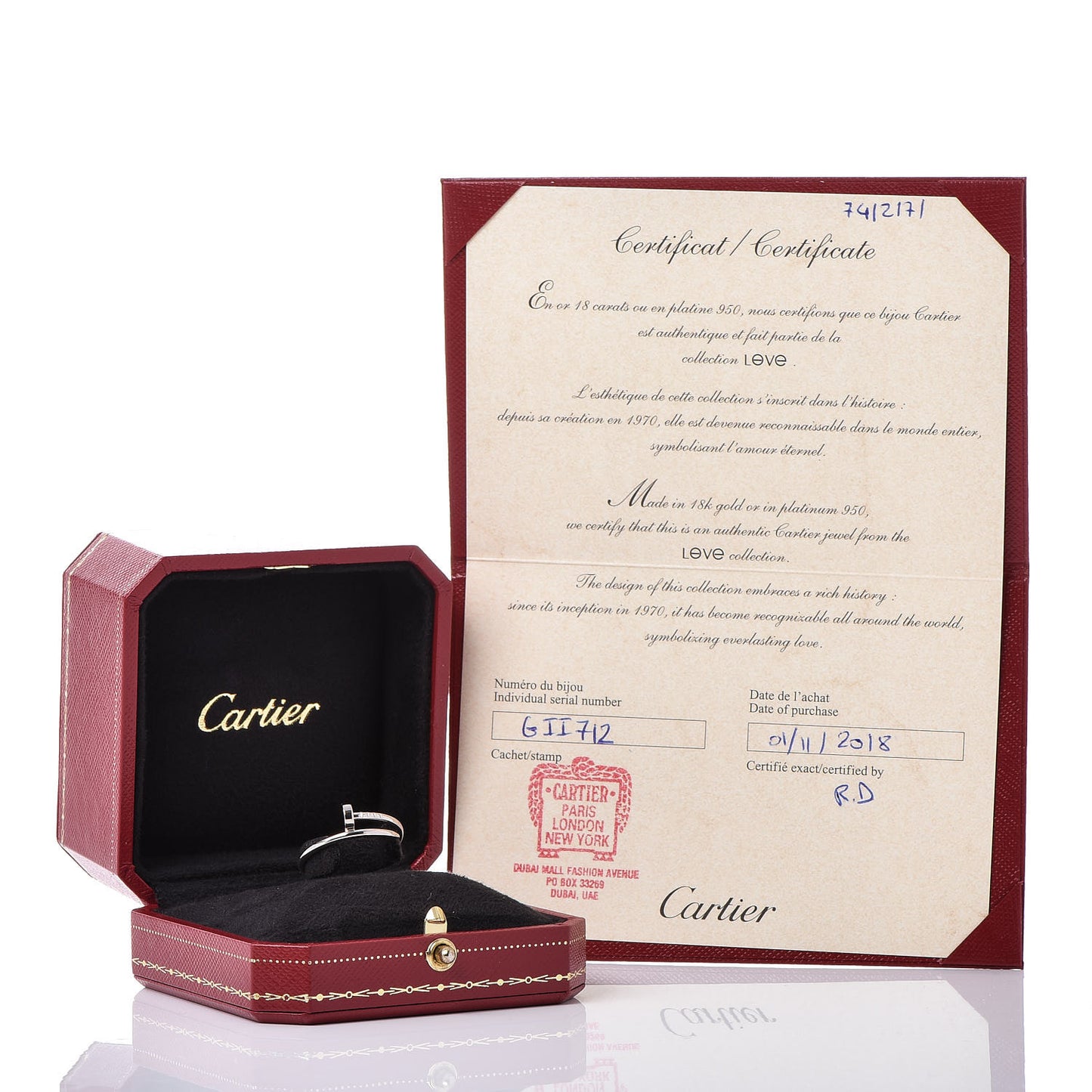 18K White Gold Small Juste Un Clou Ring 58 8.25