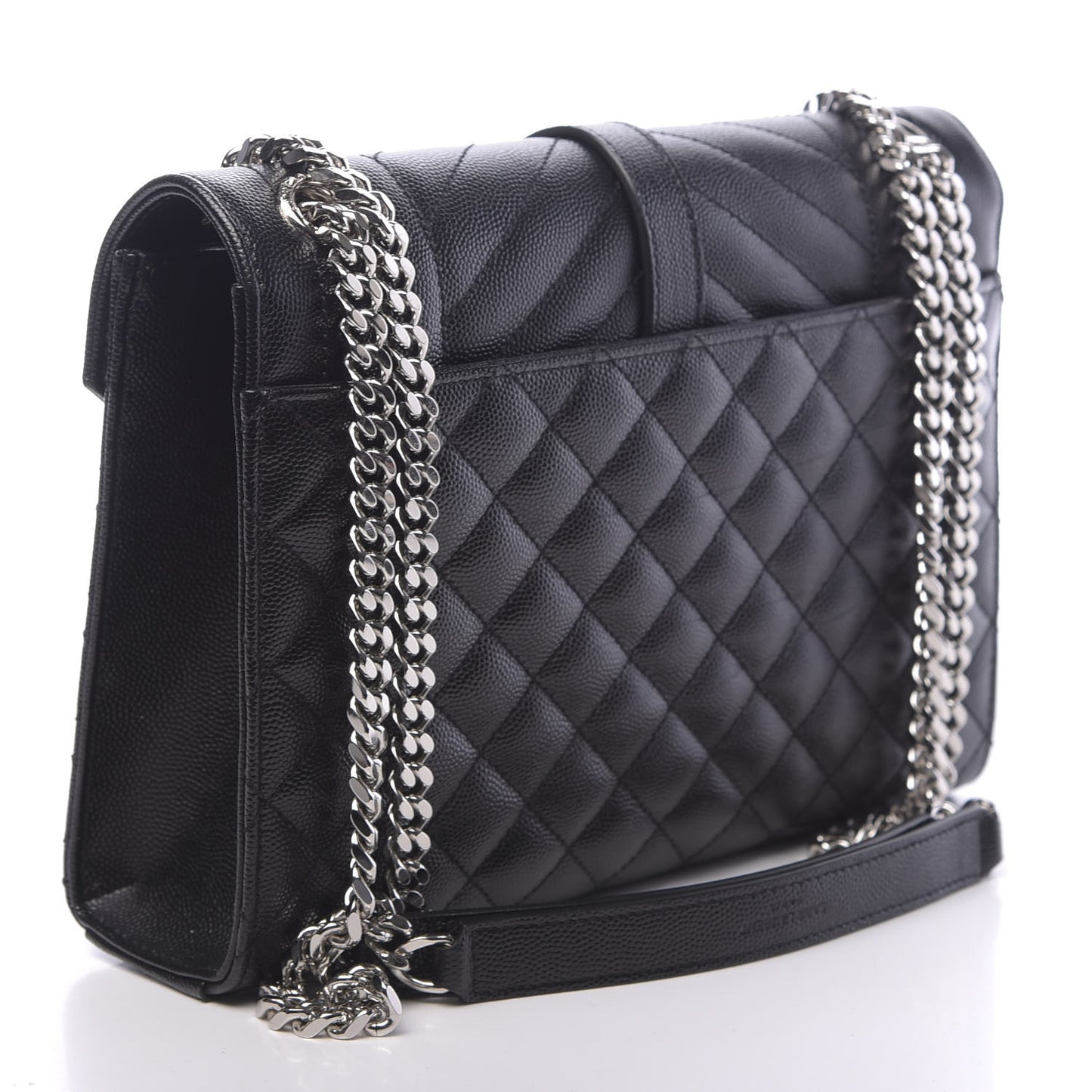 Grain De Poudre Textured Mixed Matelasse Triquilt Medium Monogram Satchel Black