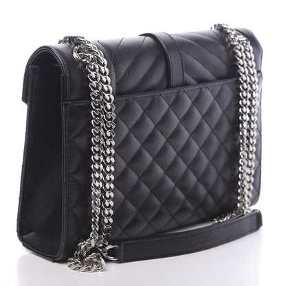 Saint Laurent Grain De Poudre Textured Mixed Matelasse Triquilt Medium Monogram Satchel Black 3 of 13