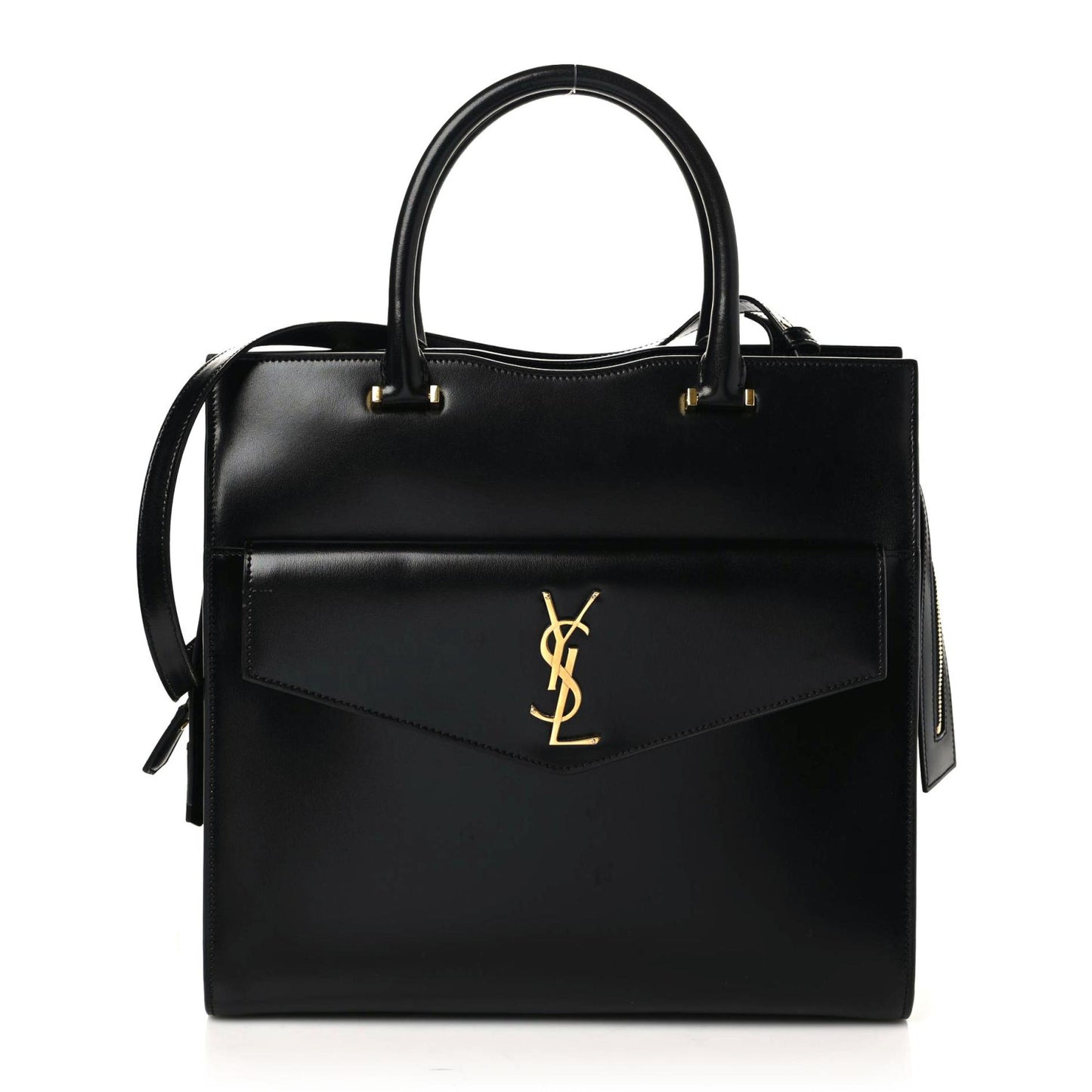 Shiny Calfskin Large Uptown Tote Black