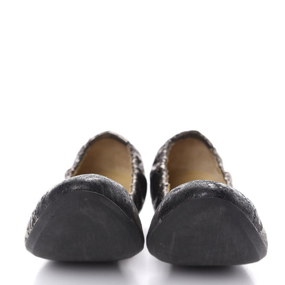 Chanel Metallic Crackled Calfskin CC Elastic Cap Toe Ballerina Flats 35 Dark Brown Black 2 of 7