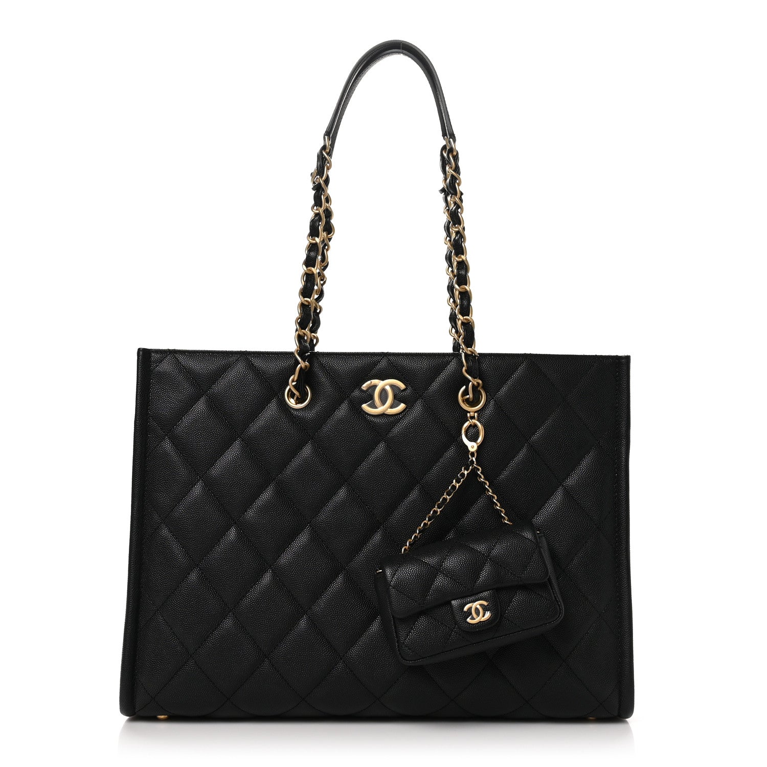 Chanel Caviar Quilted Chain Large Shopping Tote With Coin Purse Black 1 of 10