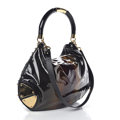 Gucci Patent Large Indy Top Handle Hobo Bronze Black 3 of 9