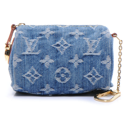 Louis Vuitton Monogram Denim Pochette Speedy PM Key Holder Blue 1 of 7