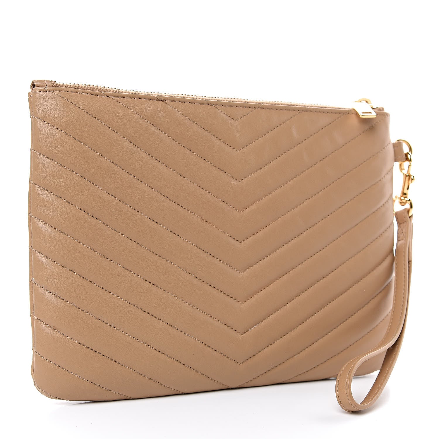 Saint Laurent Calfskin Matelasse Chevron Monogram A5 Wristlet Cork 3 of 8