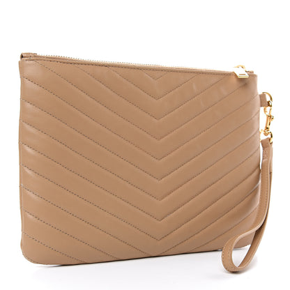 Saint Laurent Calfskin Matelasse Chevron Monogram A5 Wristlet Cork 3 of 8