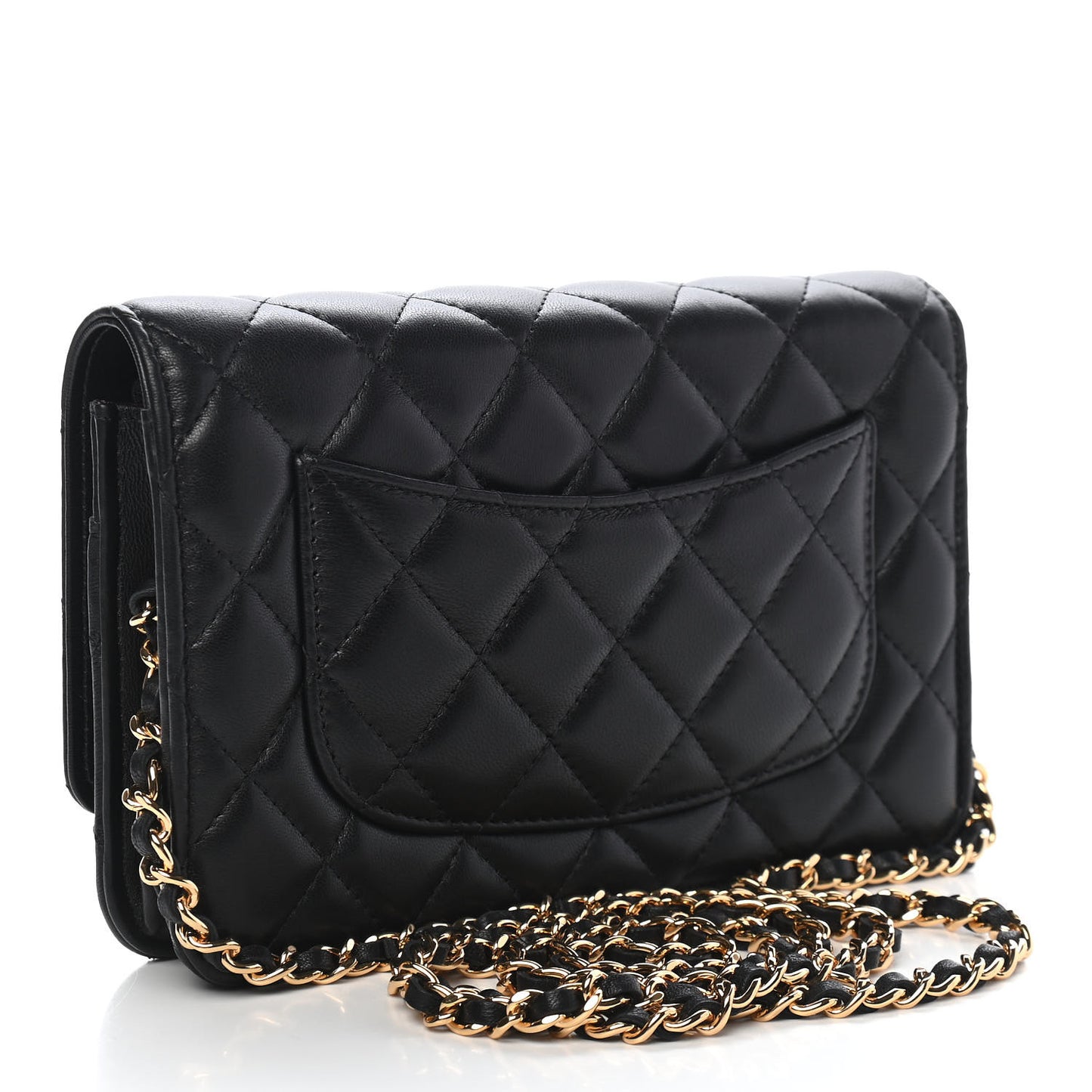 Lambskin Quilted Wallet On Chain WOC Black