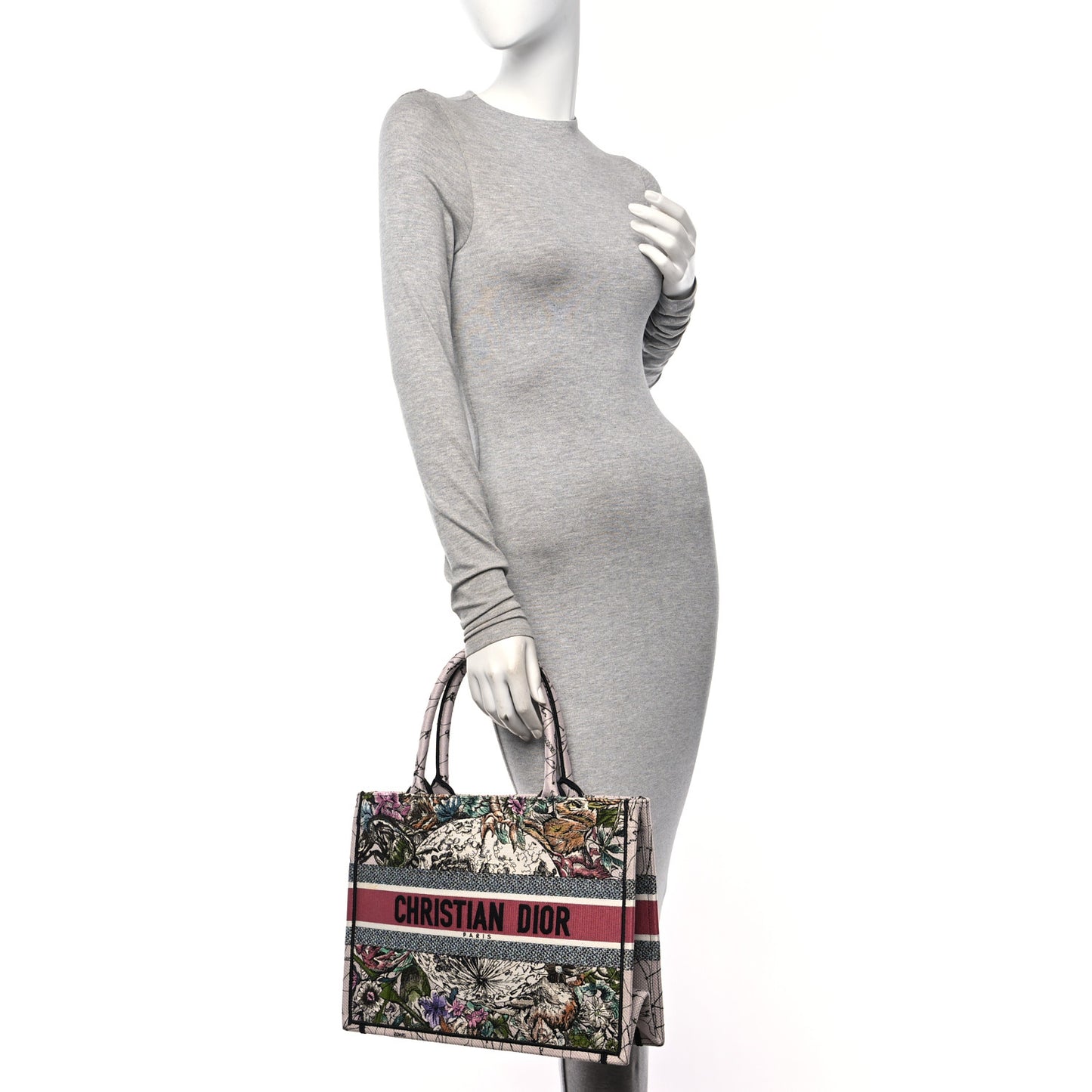 Canvas Embroidered Medium Zodiac Book Tote Latte Multicolor