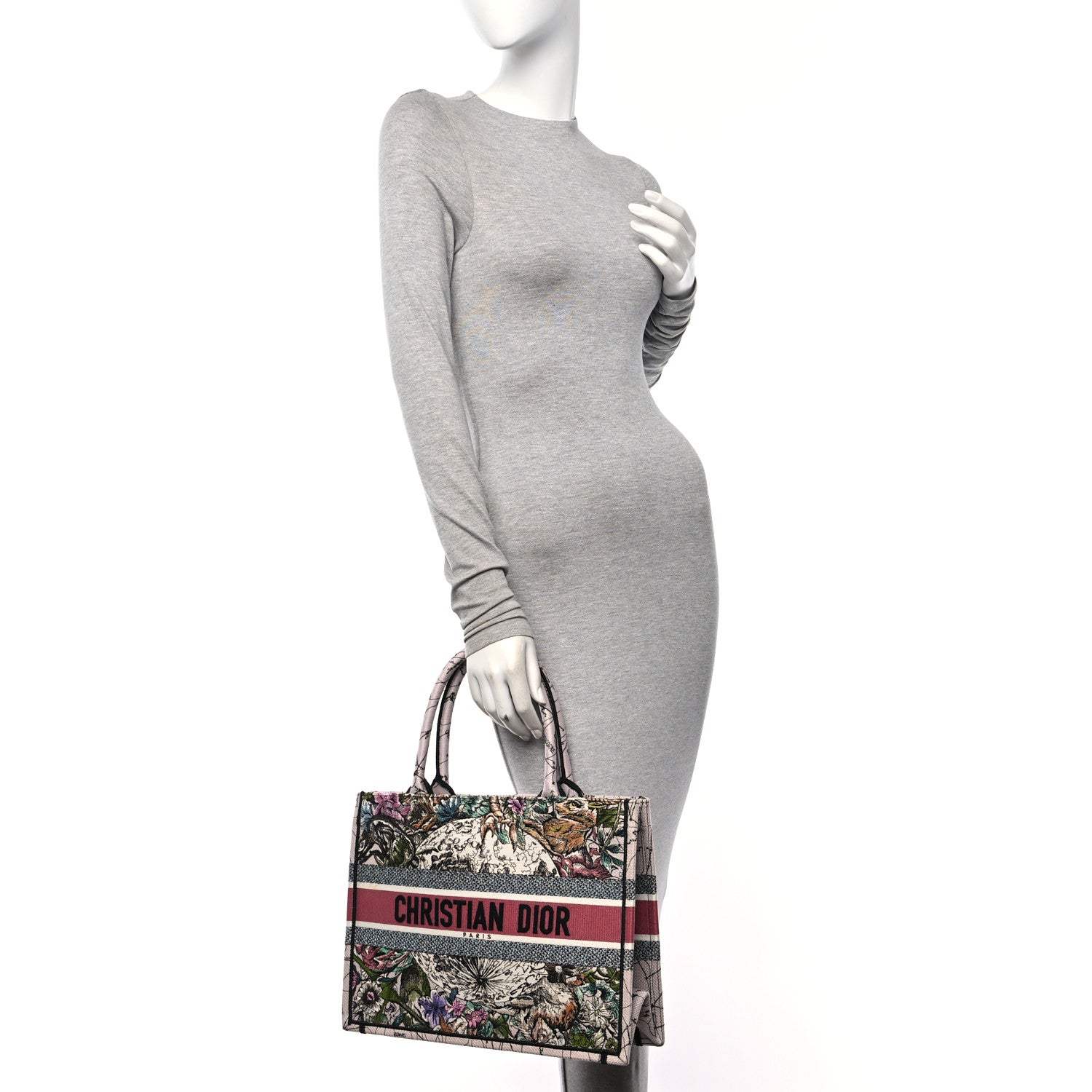 Christian Dior Canvas Embroidered Medium Zodiac Book Tote Latte Multicolor 3 of 10