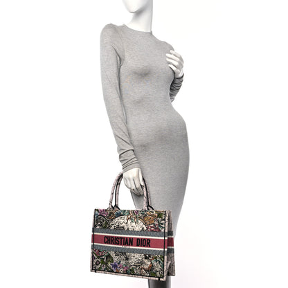 Christian Dior Canvas Embroidered Medium Zodiac Book Tote Latte Multicolor 3 of 10