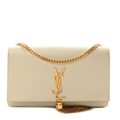 Saint Laurent Grain De Poudre Calfskin Medium Classic Monogram Kate Tassel Satchel Crema Soft 1 of 10