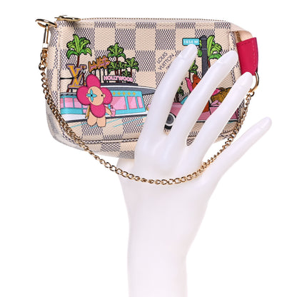 Louis Vuitton Damier Azur 2021 Christmas Animation Hollywood Mini Pochette Accessories Fuchsia 2 of 11