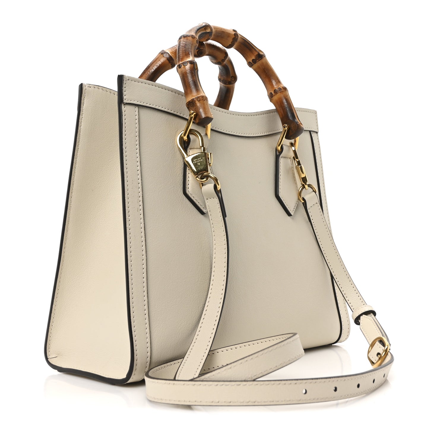 Wonka Grain Calfskin Small Diana Tote Bag Mystic White Cuir