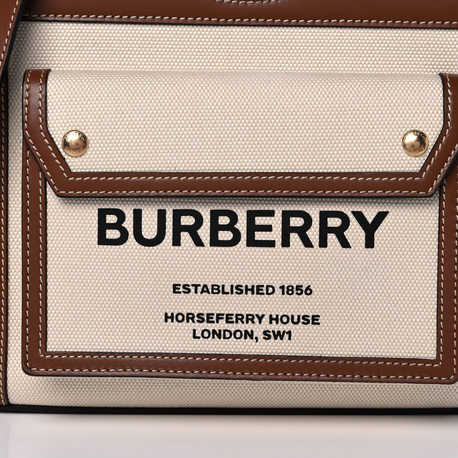Burberry Canvas Smooth Calfskin Two Tone Mini Pocket Bag Natural Malt Brown 8 of 11