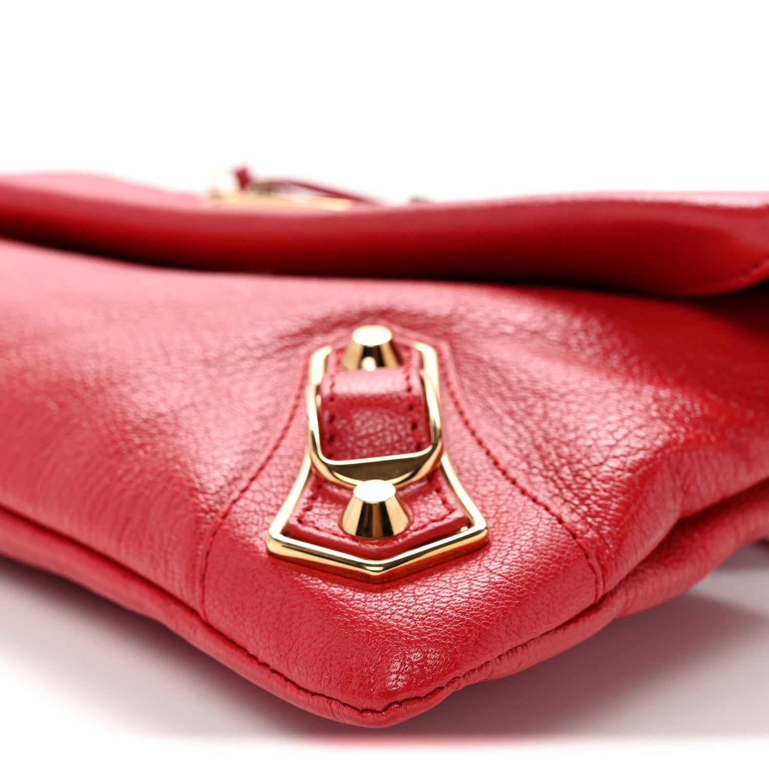 Balenciaga Chevre Gold Metallic Edge Hardware Envelope Clutch Rouge Grenade 11 of 11