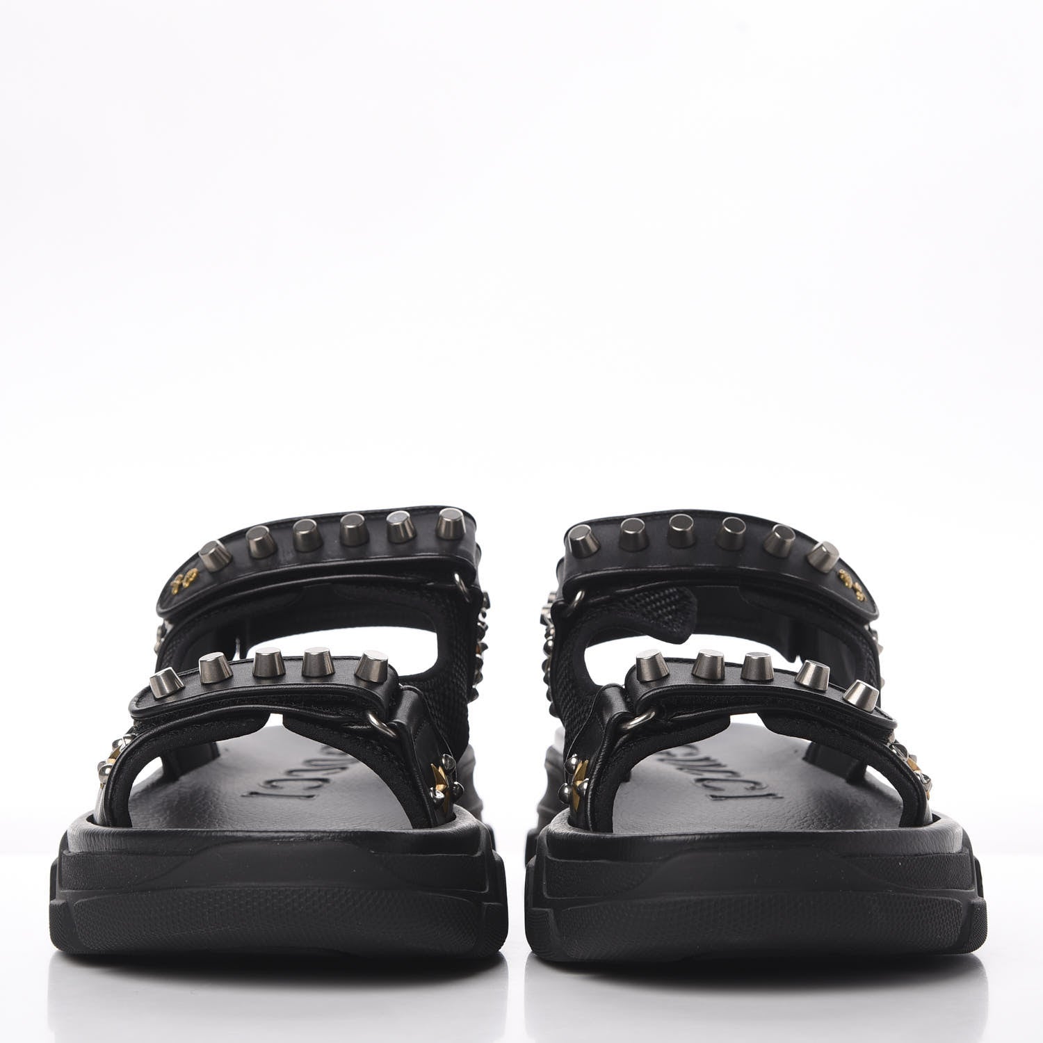 Gucci Nappa Mesh Studded Mens Aguru Sandals 11 Black 3 of 11
