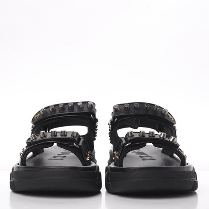 Gucci Nappa Mesh Studded Mens Aguru Sandals 11 Black 3 of 11