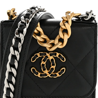 Chanel Lambskin Quilted Chanel 19 Phone Holder With Chain Black 9 of 14