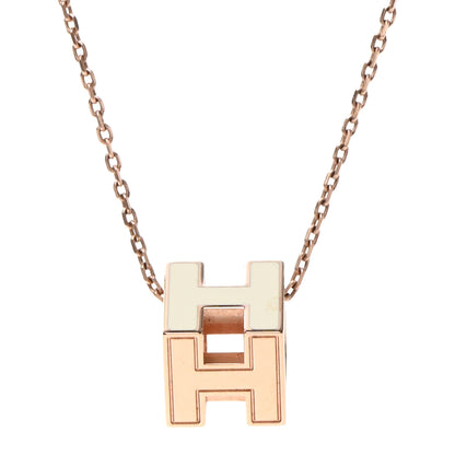 Hermes Rose Gold Lacquered Cage d'H Necklace White 4 of 6