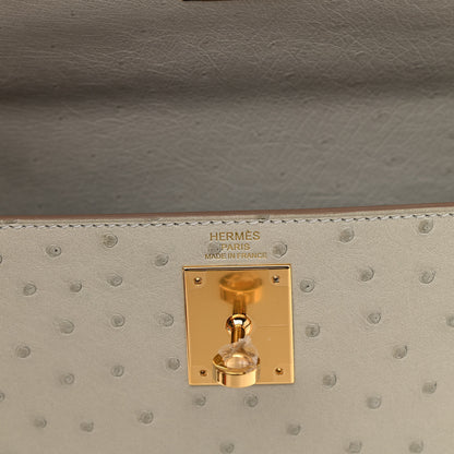 Hermes Ostrich Kelly Sellier 28 Gris Perle 6 of 11