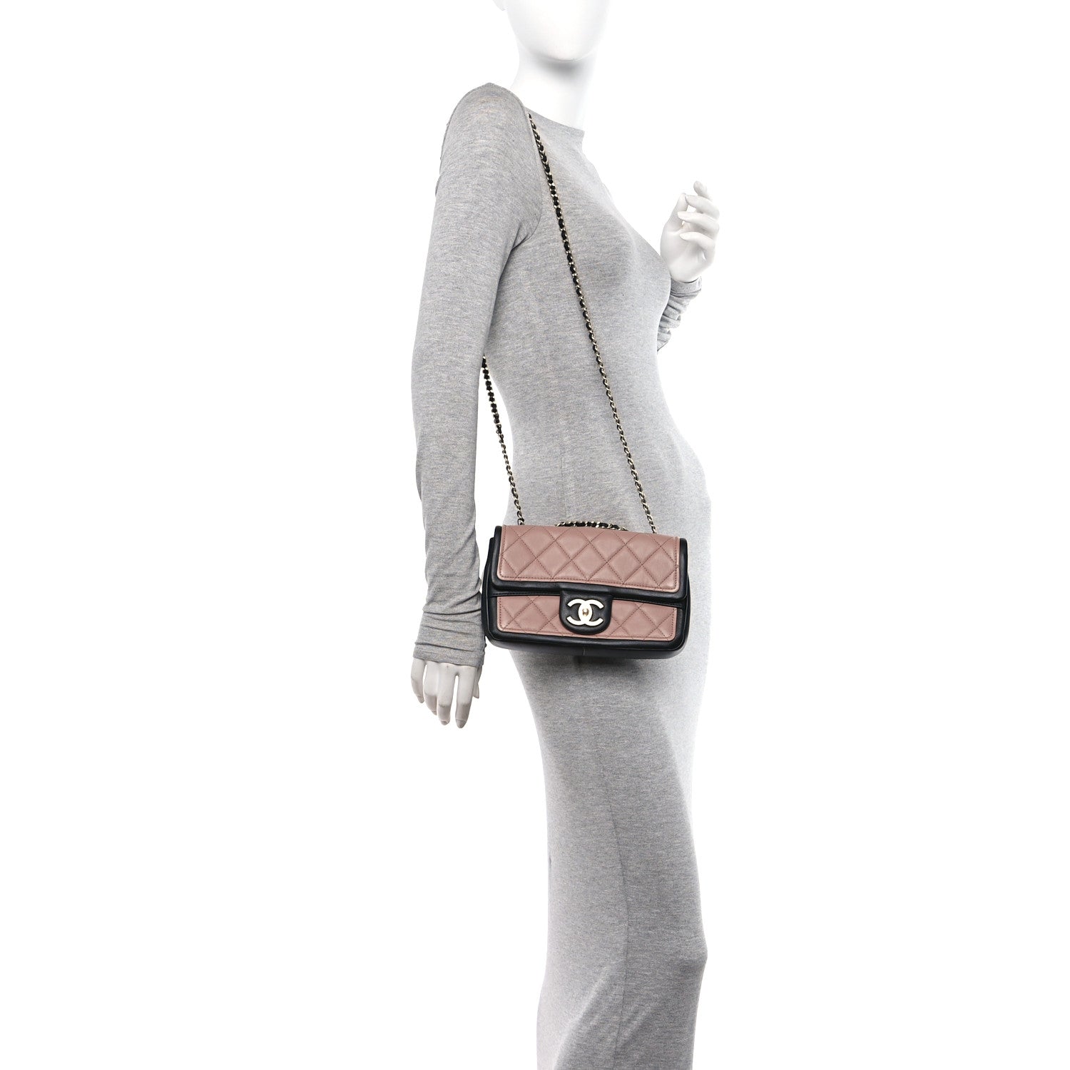 Chanel Lambskin Quilted Small Graphic Flap Beige Black 2 of 11