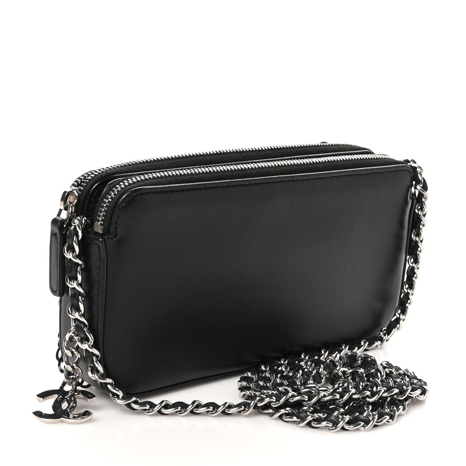 Chanel Sequin Lambskin Summer Night Clutch With Chain  Black Silver 2 of 11