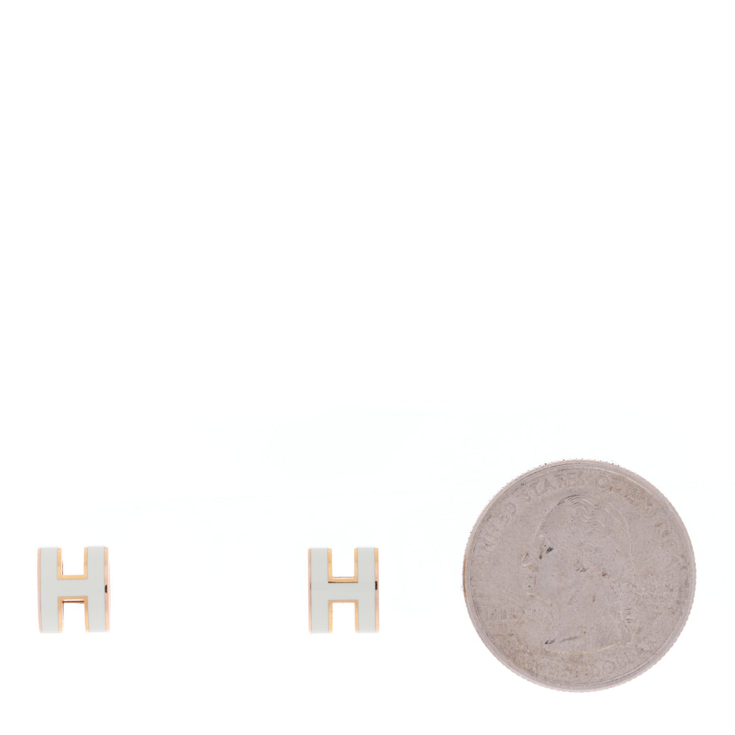 Rose Gold Lacquered Mini Pop H Earrings White