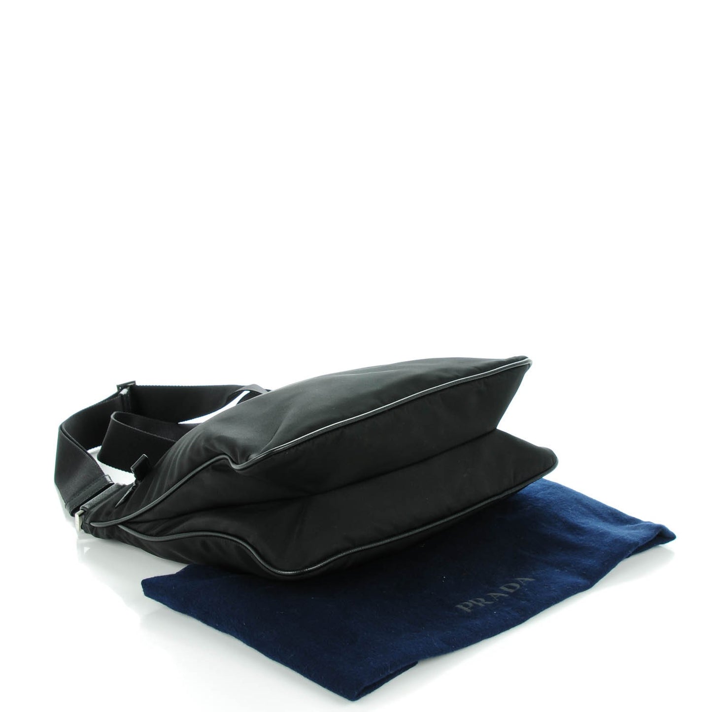 Nylon Saffiano Flat Messenger Bag Black