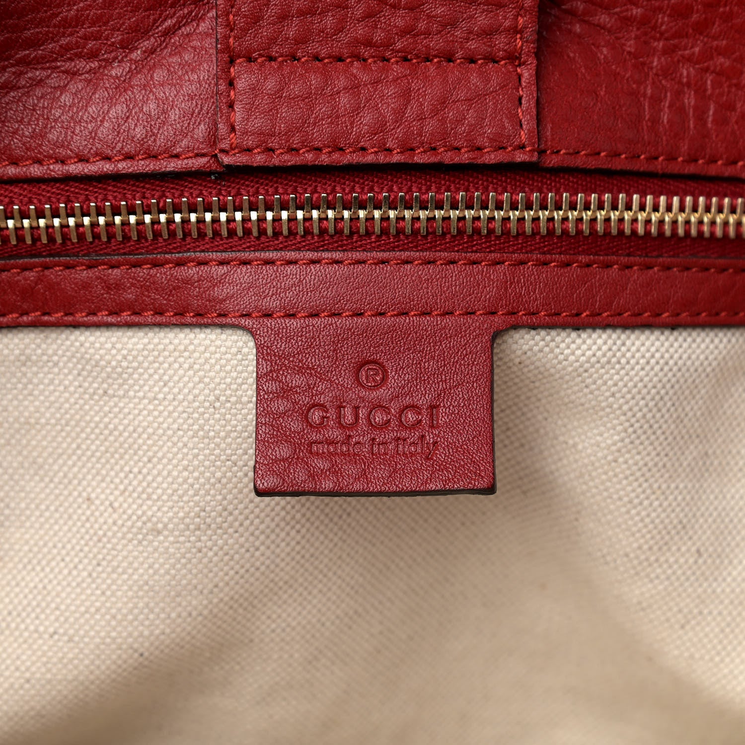 Gucci Pebbled Calfskin Medium Bamboo Shopper Tote Red 6 of 11