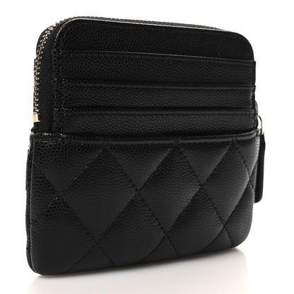 Chanel Caviar Quilted Zip Card Holder Wallet Black 3 of 8