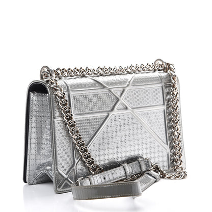 Christian Dior Metallic Patent Micro-Cannage Medium Diorama Flap Bag Silver 2 of 14