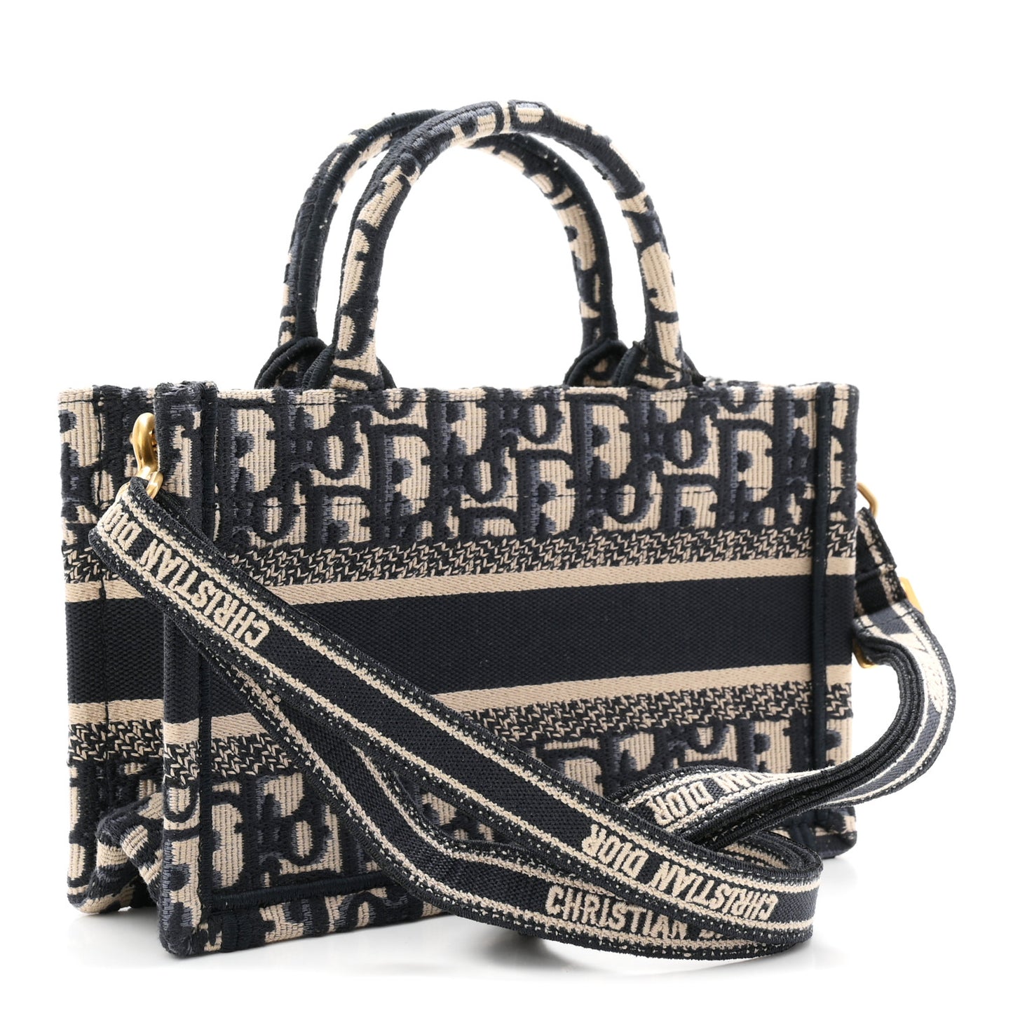 Oblique Mini Book Tote With Strap Blue Multicolor