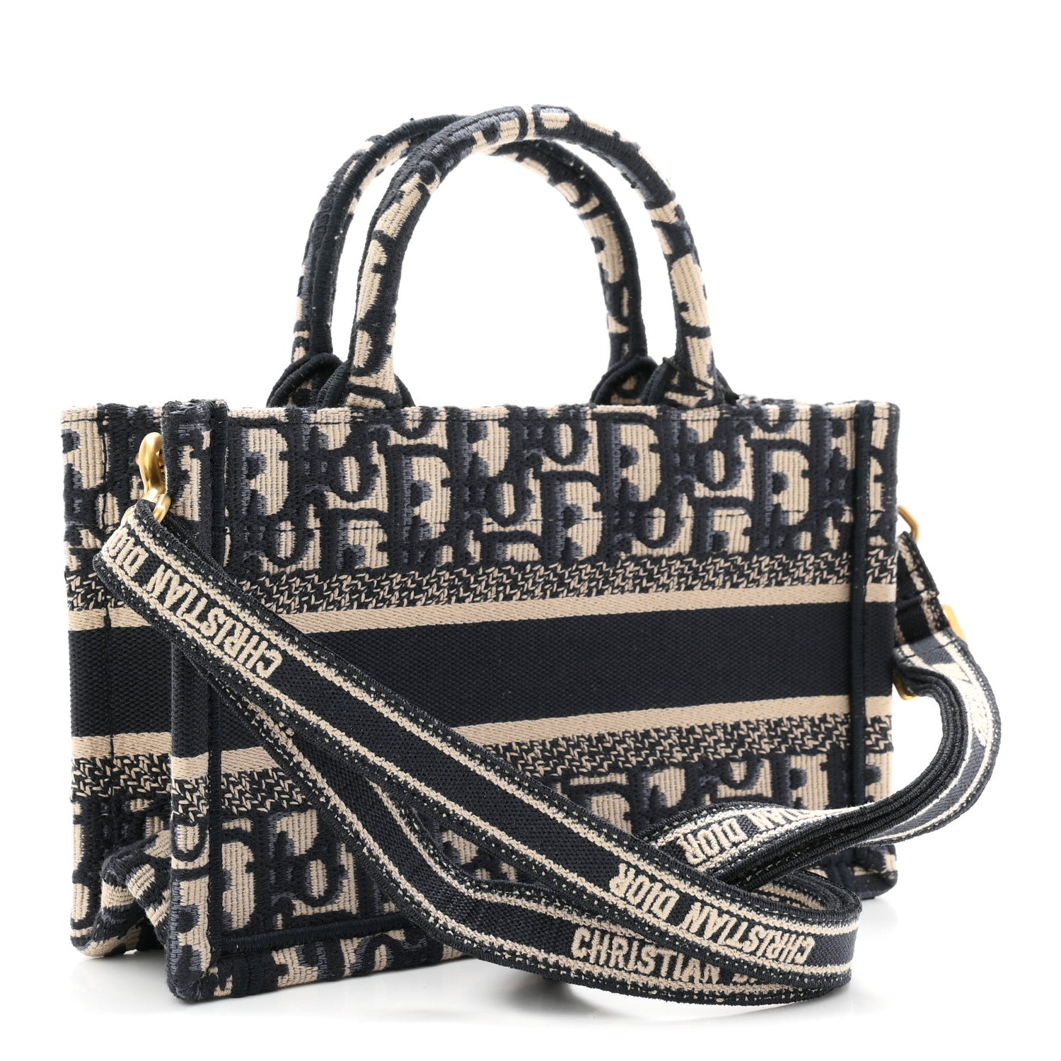 Christian Dior Oblique Mini Book Tote With Strap Blue Multicolor 3 of 11